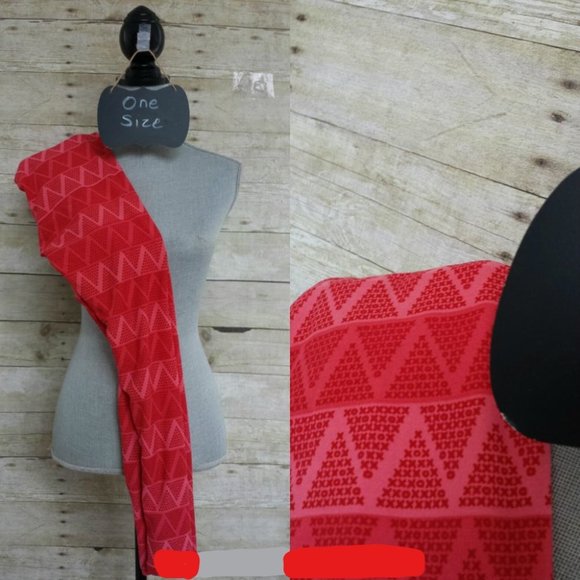 NWT OS One Size LuLaRoe Legging - Red & Pink X's & O's on Ombre Red 1 - Picture 1 of 1